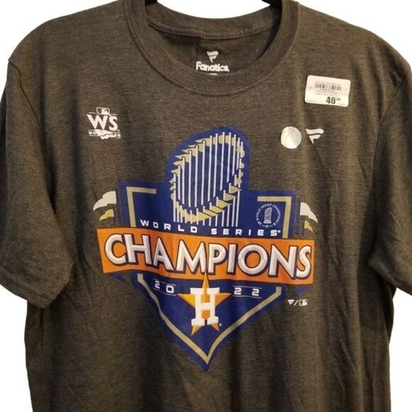 Men's Fanatics Charcoal Houston Astros 2022 World Series Champion T-shirt 7 0479 - Picture 5 of 6